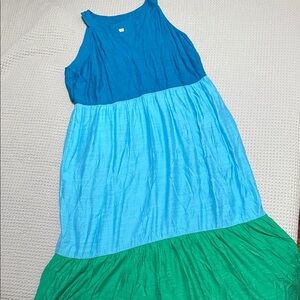 J. Jill Sleeveless Maxi Dress in Blue and Green